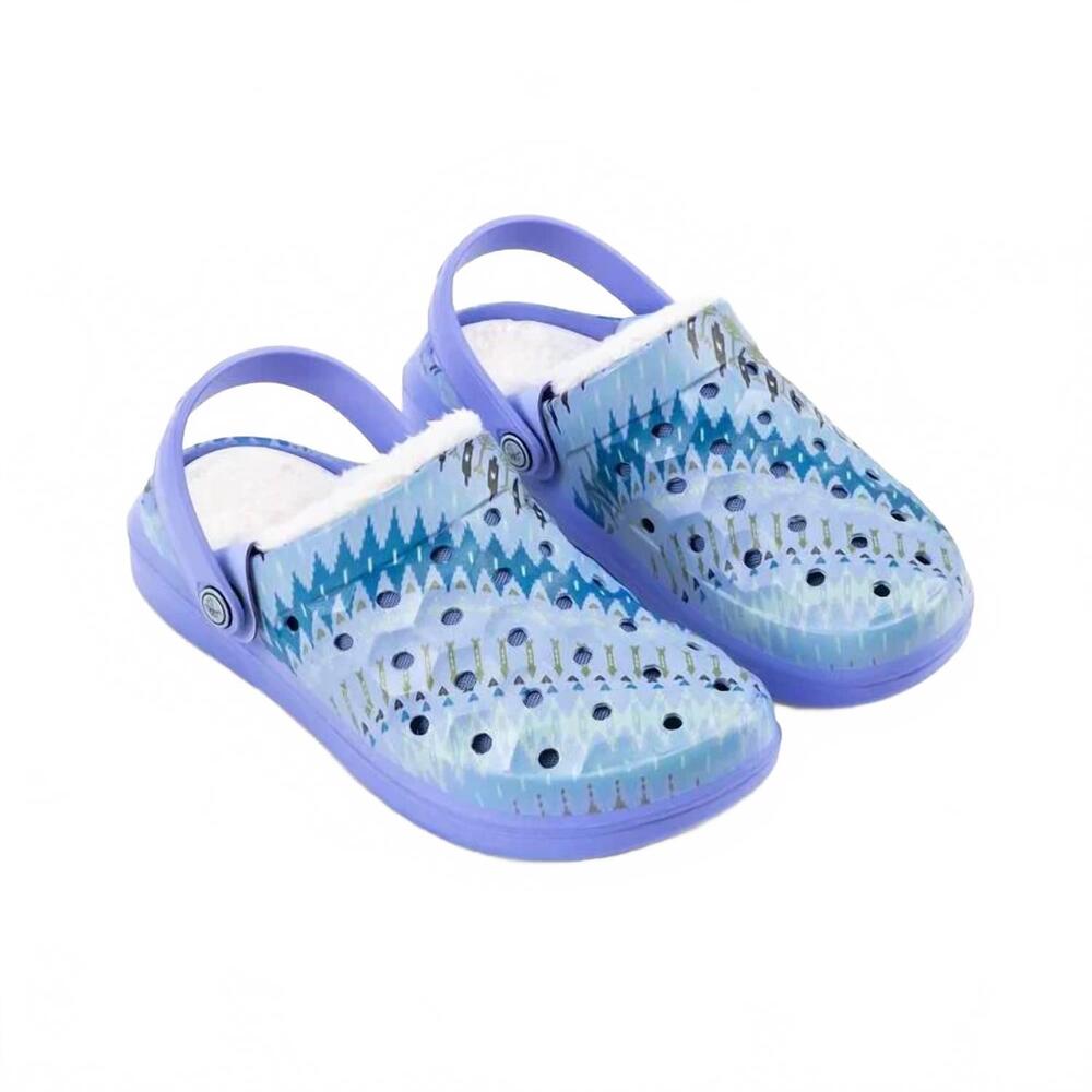 NEW JOYBEES unisex varsity lined graphic clog in blue iris fairisle